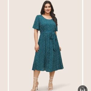 BloomChic Polka Dot Crew Neck Dress